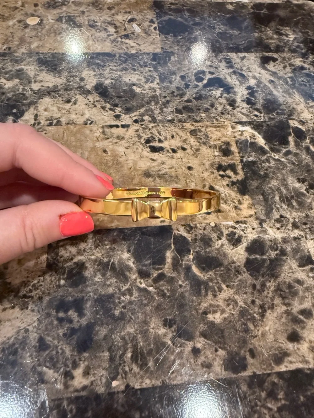 Kate Spade "Take a Bow" Gold Slip-On Bangle Bracelet - Picture 3 of 8
